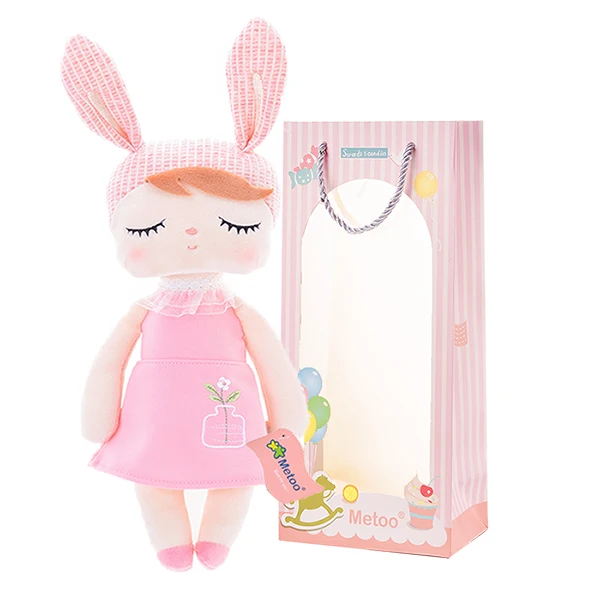 New pink Rabbit Metoo Плюшевые игрушки Анжела куклы с коробкой Dreaming Girl одежда шаблон юбка плюшевый кролик мягкие Подарочные игрушки для детей - Цвет: New pink Rabbit