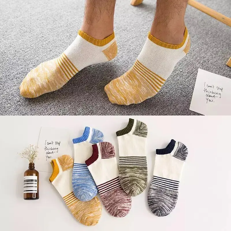 New style of socks 10 шт. = 5 пар, мужские короткие Дышащие носки, низкие невидимые носки-башмачки, тапочки, удобные модные мужские носки по щиколотку - Цвет: New style of socks