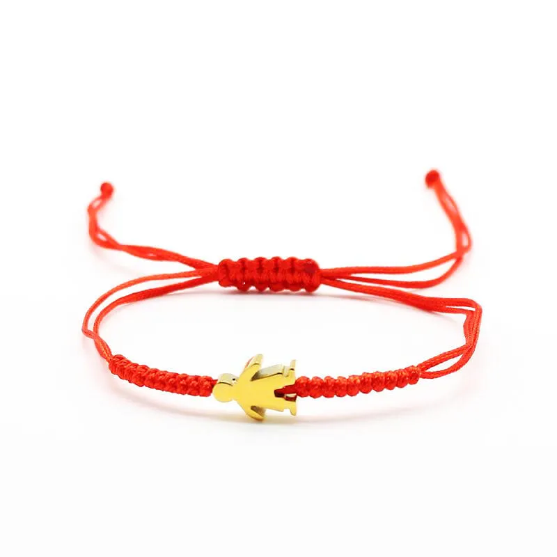 Stainless Steel Little boy Girl Bracelets For Women 2019 Luck Black Red Rope Adjustable Handmade Bracelet Charm Jewelry | Украшения и