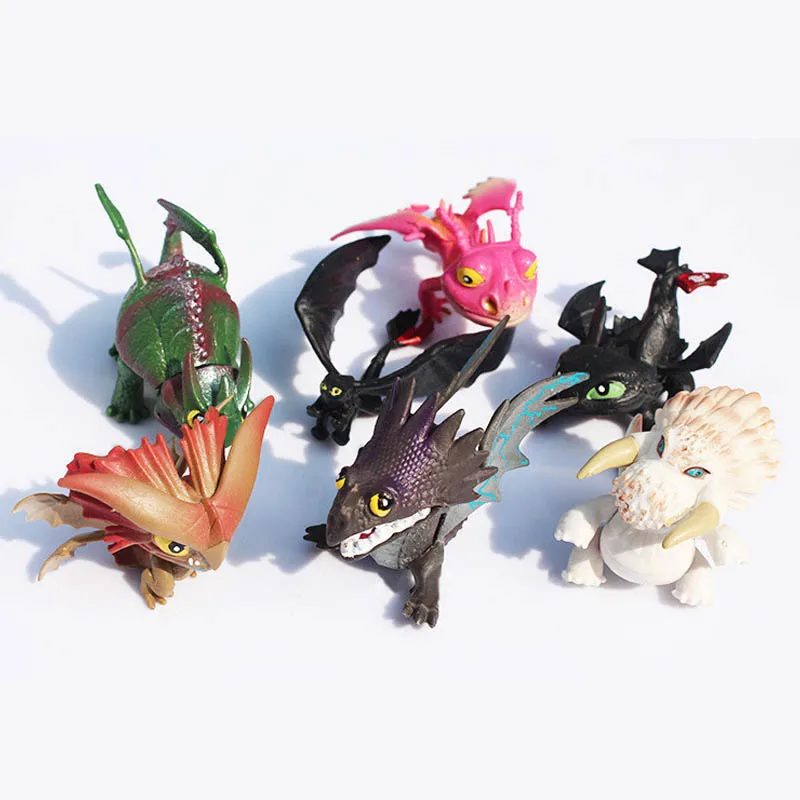7pcs dragon Как приручить дракона Беззубик ПВХ Фигурки Ночь Fury мультфильм модель аниме куколки статуэтки детские игрушки - Цвет: 7pcs dragon
