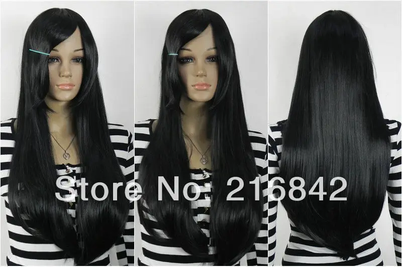 Free shipping&gt&gt&gt&gtvogue long black straight women's Human-made hair wig/wigs |