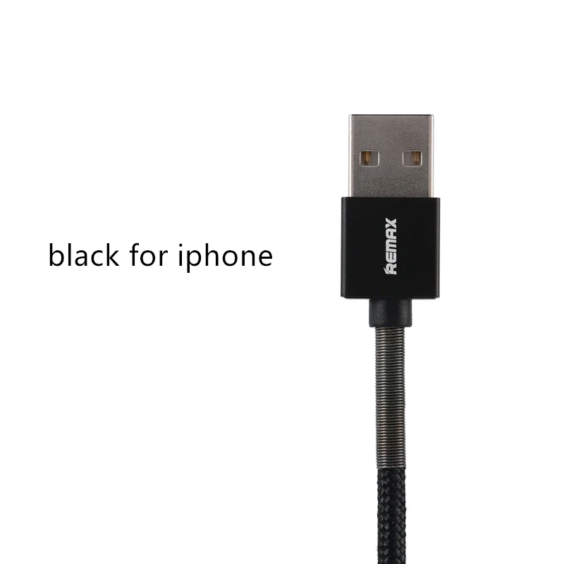 black for iphone Remax USB кабель для передачи данных угловой металлический зарядный кабель 2,4 А 1 м кабель для быстрой зарядки для xiaomi samsung для iPhone 6 7 8 iPhone x - Цвет: black for iphone