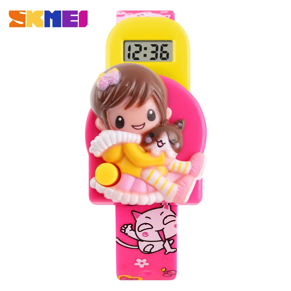 hot pink SKMEI новые детские электронные часы с героями мультфильмов Reloj модные студенческие милые детские часы Relogio Masculino спортивные наручные часы - Цвет: hot pink