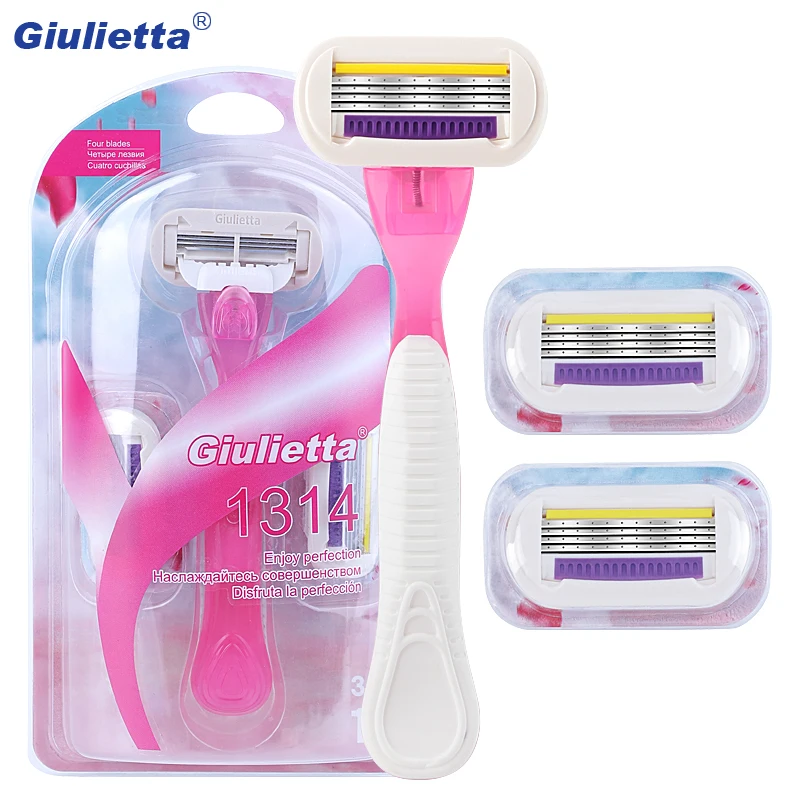 Giulietta 4-секционный измельчитель для бритья лезвие ручное бритья Для женщин бикини сменные лезвия для бритвы для бритья волос безопасности леди бритвенная головка