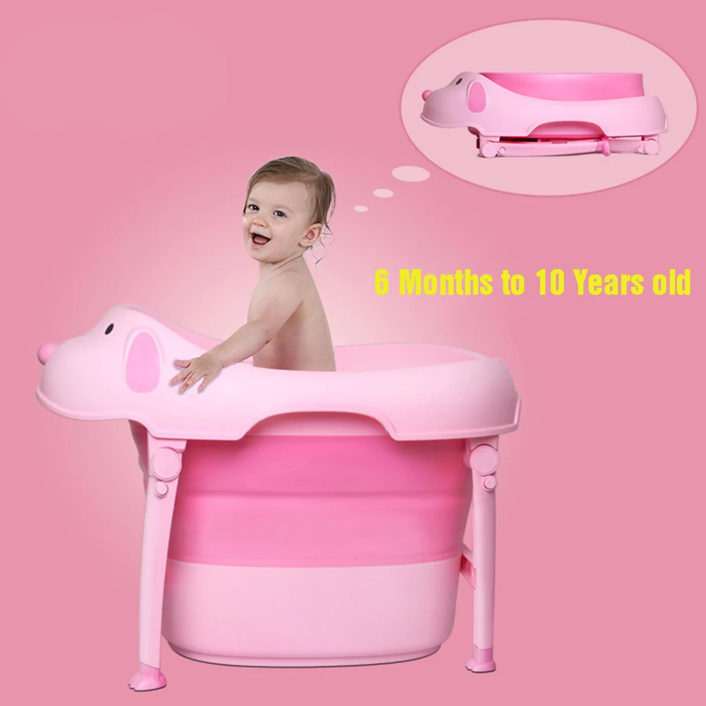 Foldable baby bath tub swim tub child portable for newborn Cartoon dog shape baby bathtub Eco-friendly PP TPR 6M to 10Y