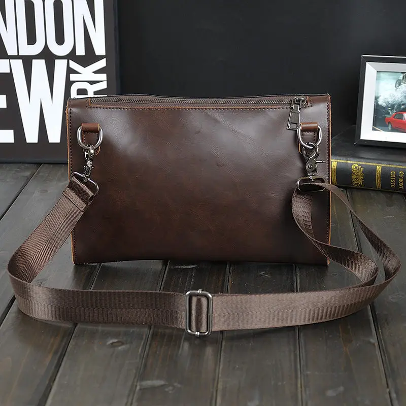 

RanHuang New 2017 Men Fashion Business Bag High Quality PU Leather Shoulder Bags Men's Vintage Crossbody Bags Brown Color A766