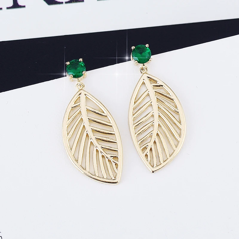 Brincos Classic Trendy Delicate Piercing Gold Leaves Jewelry For Girl Drop Earrings Party Engagement Accessories | Украшения и