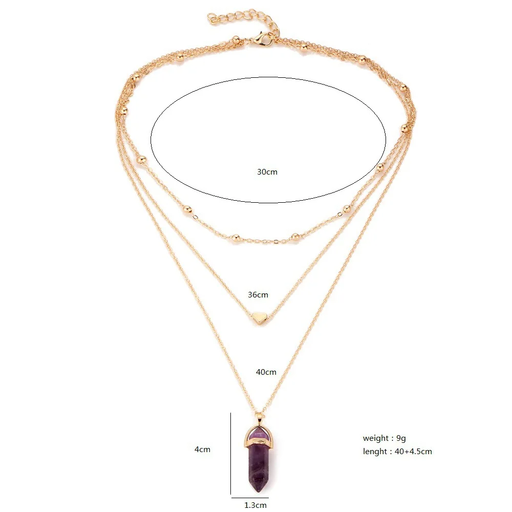 3 слоя шестиугольная колонна Кварцевые ожерелья подвески модный натуральный
