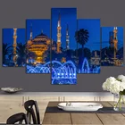 5 панелей с HD-печатью, исламский турецкий имитатор, имитация султана Ахмеда, религиозный ландшафт на холсте Модульная картина на стену для гостиной