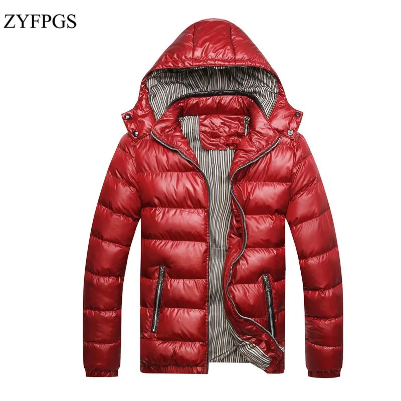 ZYFPGS 2018 Solid Hooded Men's Casual Winter Jackets Coats Thick Parkas Thermal Slim Fit Brand Parka Clothes 923 | Мужская одежда