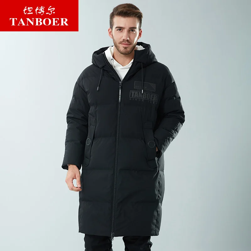 

TANBOER men's down jacket winter coat duck down coats loose long style puffy windproof waterproof coats keep warm nylon TA18795