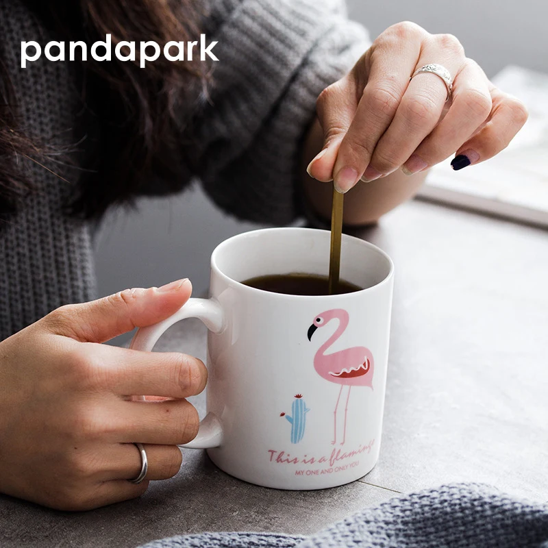 Кружка Pandapark с милыми животными керамическая кружка для молока принтом фламинго