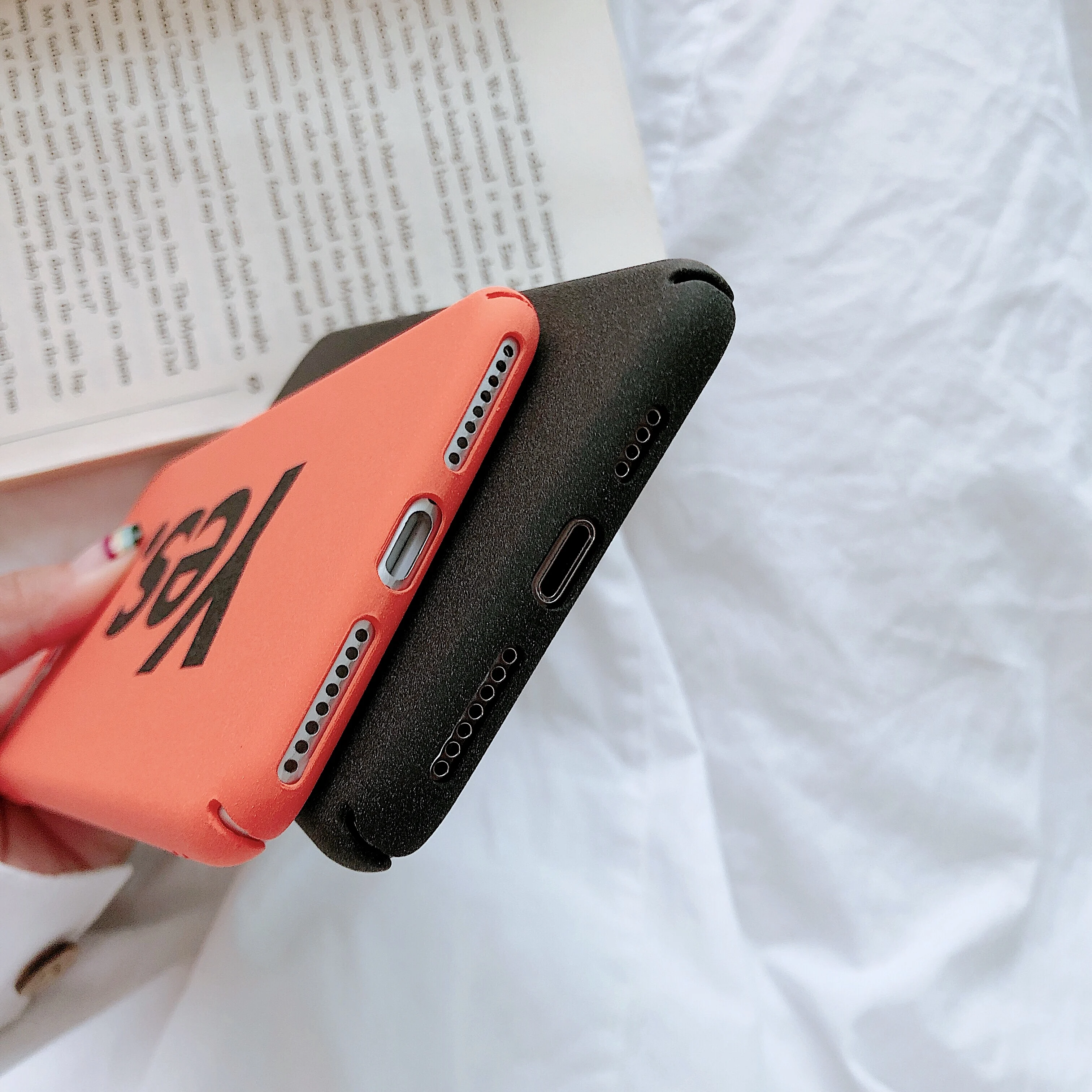 Fashion Orange Black Hard PC phone Case For iphone X 8 6 6s plus Cover 7 Yes No Letter Print Protect Cases Coque |