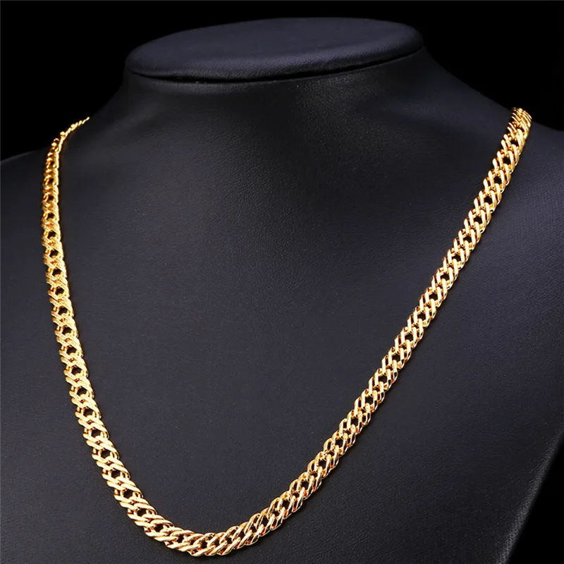 U7 Абината Цепь Ожерелье Мужской Ювелирные Изделия Золото /Серебро Цвет Цепочка