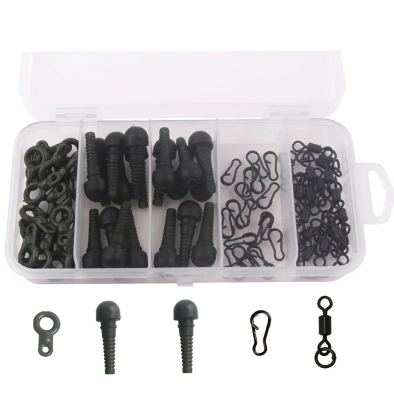 60PCS European Carp Fishing Accessories Suit Spiral Tube Connector End Fixed Line Pesca Snaps Rolling Swivel | Спорт и развлечения
