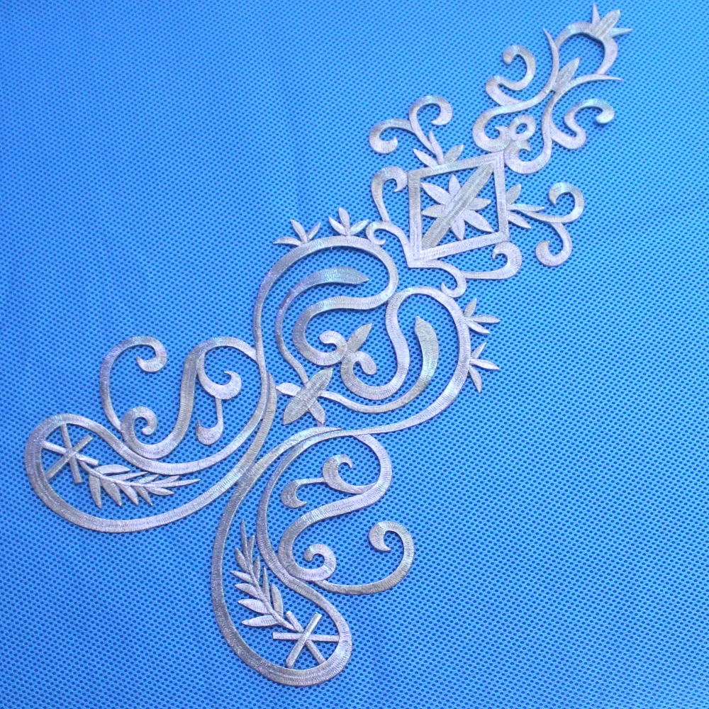 YACKALASI Iron On Gold Appliques Flower Cosplay Costume Patches Embroidered Trims Gold And Silver 58cm*28cm