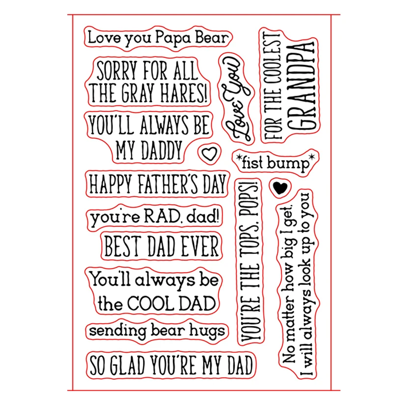 happy father day Гимнастика мальчиков девочек солдат слова четкие штампы для DIY Скрапбукинг, рукоделие Декор Силиконовое уплотнение 6x8 дюймов - Цвет: happy father day