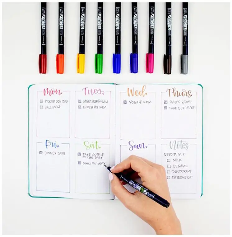 TOMBOW Fudenosuke раскраска художественные маркеры 10 цветов Кисть ручка Красота Кисть Акварельная Живопись Написание подписи ручки WS-BH15