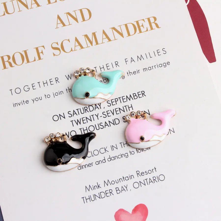

10pcs/Lot Cute Whale Enamel Charms For Jewelry Making Alloy Metal Pendant fit DIY Necklace Bracelet Drop Oil Accessories Craft