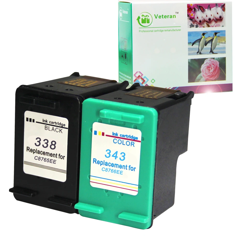 Ветеран 338 343 XL переработанный чернильный картридж совместимый для hp 338 hp 343 hp Deskjet 6540 5740 5745 6520 6540 460c 6620 принтер