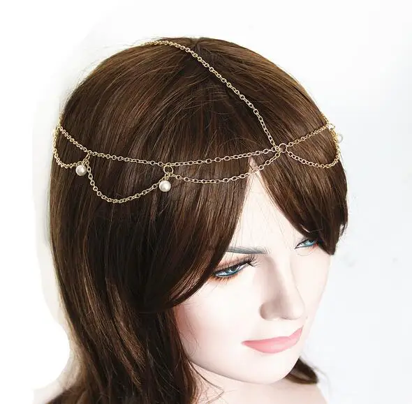 Искусственный жемчуг украшения на голову волосы резинки индийская мода в стиле