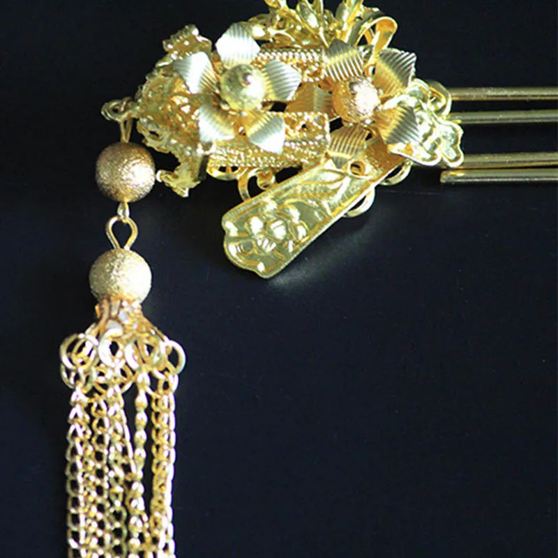 Китайский золотой феникс с длинной бахромой и короны серьги Ювелирные наборы для