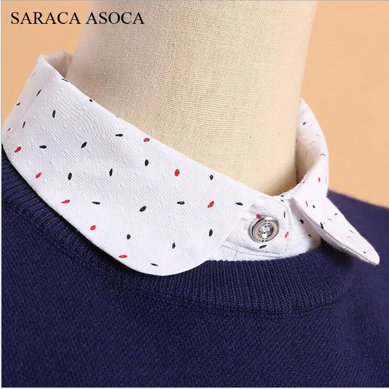 

Casual Women Round Neck Shirt Fake Collar All-Macth Sweater printing Detachable Collars For Girls B142