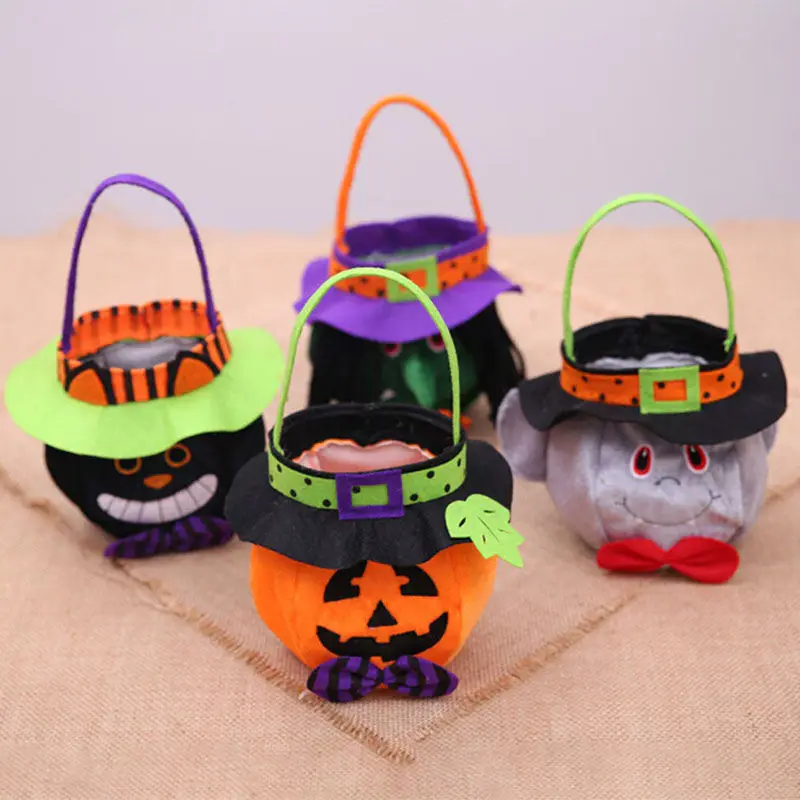 Фото 1Pc Happy Halloween Tote Bag Witch Pumpkin Prints Halloween Gift Candy Bag Cookie Bags Storage Handbag Party Gifts Bag №5