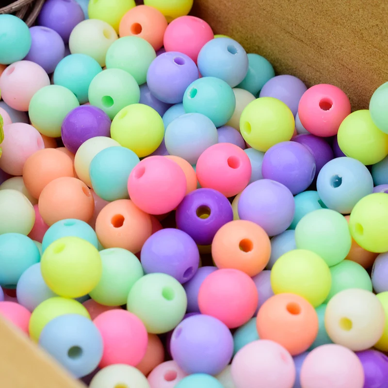 Wholesale 200Pcs/lot Candy Color Acrylic Spacer Beads Round Mixed 6mm 8mm 10mm DIY Jewelry Making JF004 |