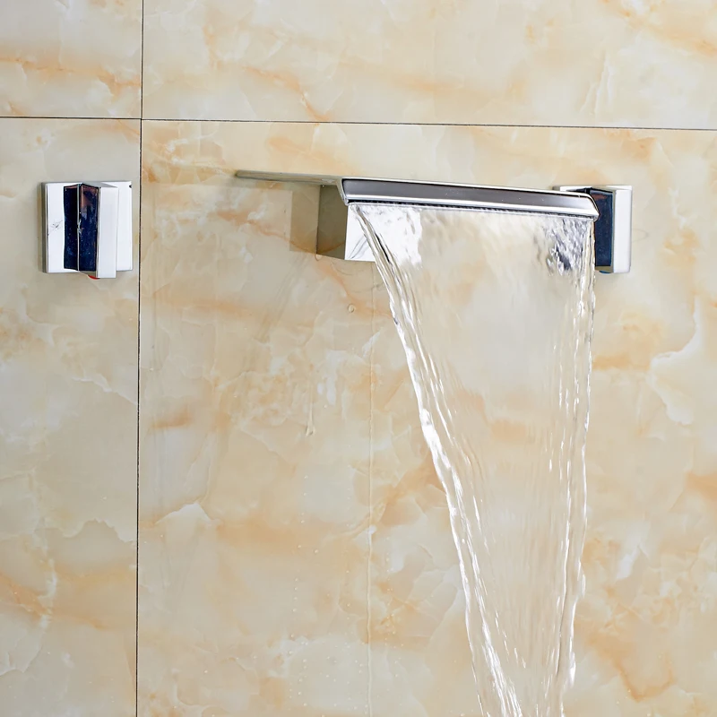 Полированное хромированное настенное крепление водопад раковина для ванны