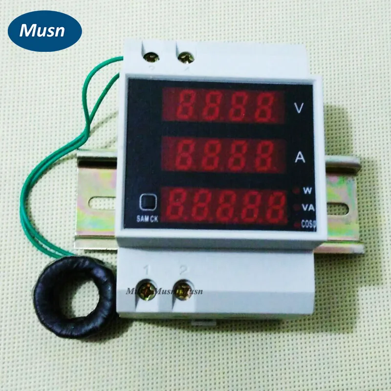 

Din rail LED voltmeter ammeter active reactive power power factor with customized external current transformer AC 80-300V 0-100A