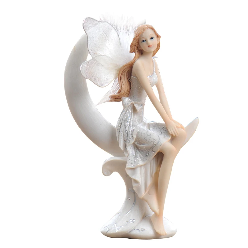 

Creative Moon angel resin fairy garden Flower Fairy girl Character Miniature figurines Flower Fairy Arts and Crafts decoration