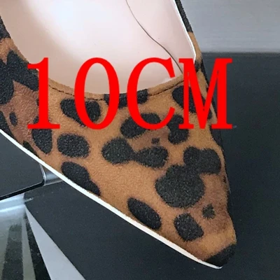 baowen 10CM Женские леопардовые туфли-лодочки на каблуке 8, 10, 12 см обувь с острым носком женские туфли-лодочки из искусственной замши на высоком каблуке женские вечерние туфли на высоком каблуке - Цвет: baowen 10CM