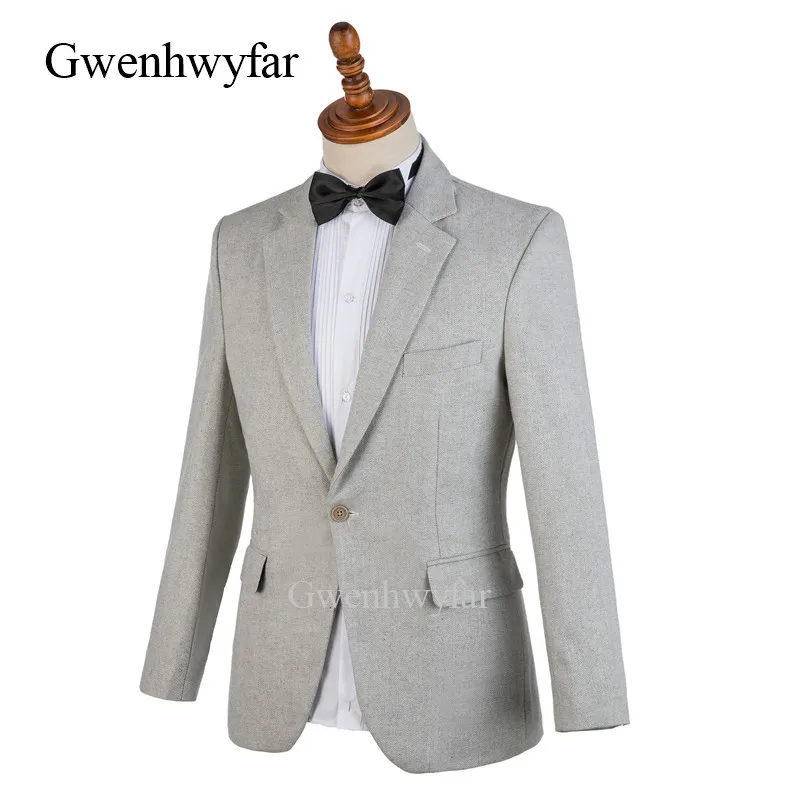 Gwenhwyfar 2018 зимние костюмы из смеси шерсти в елочку для мужчин деловой мужской