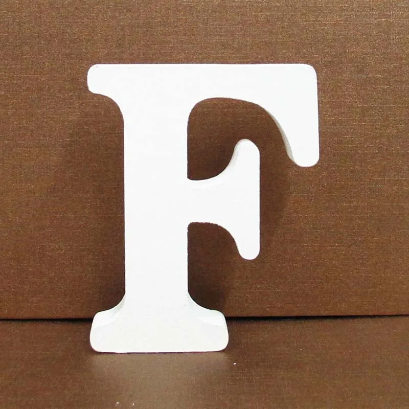 F 1pc 8cm 0-9 A-Z Free Standing White Wooden Numbers Letters Personalised Word Name Design Creative Art Craft Wedding Home Decor - Цвет: F