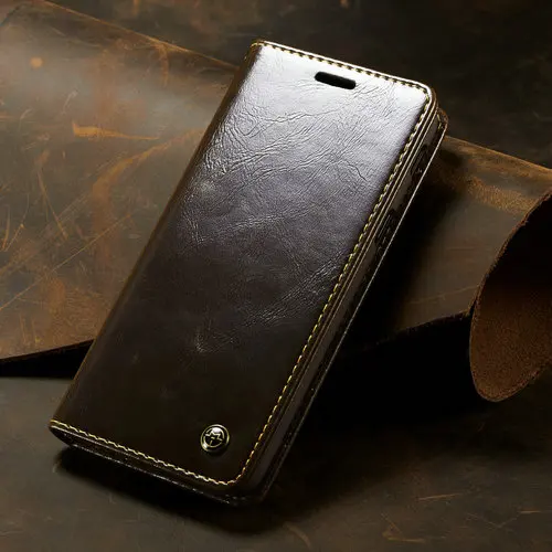 Brown Чехол мне Магнитный кошелек чехол для телефона для samsung A8 A7 A6 Роскошные R64 кожаный флип чехол для Galaxy J4 J6 плюс J6 чехлы на сиденья - Цвет: Brown
