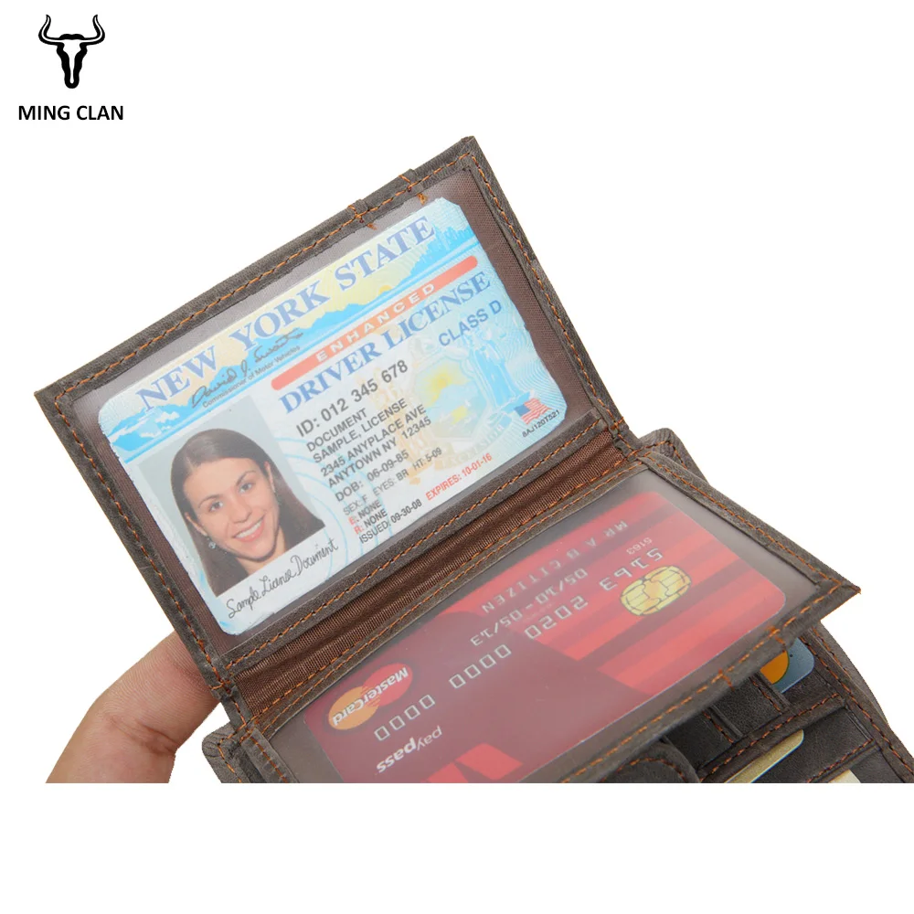 Mingclan мужчины кошелек Crazy Horse кожаный мужской кошельки Rfid Блокировка Кошелек для монет флип ID держатель кредитной карты потайной карман