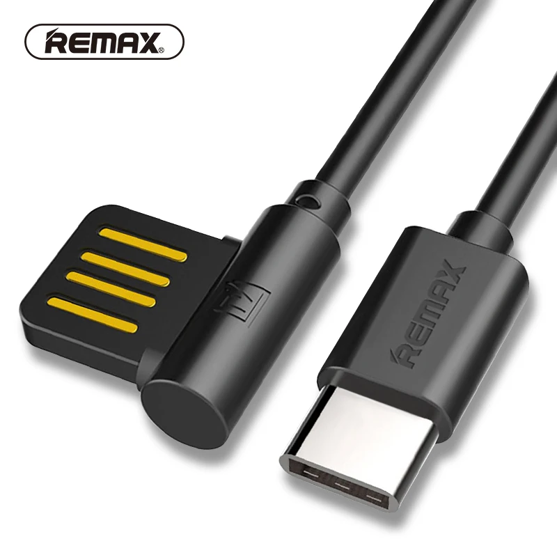 REMAX USB типа C c кабель для передачи данных Портативный 90 градусов двойной Тип
