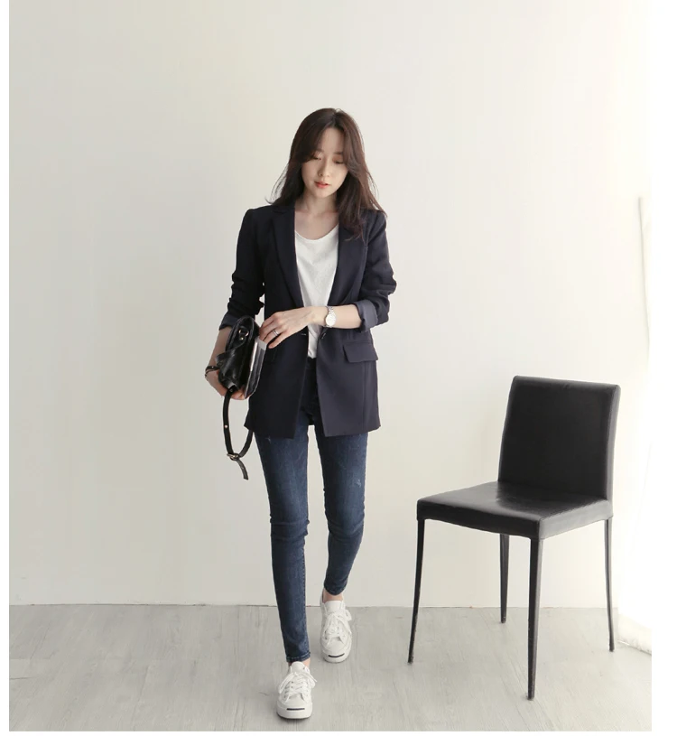 Women's suit jacket female 2018 autumn new slim casual black small professional wear temperament solid color wild | Женская одежда