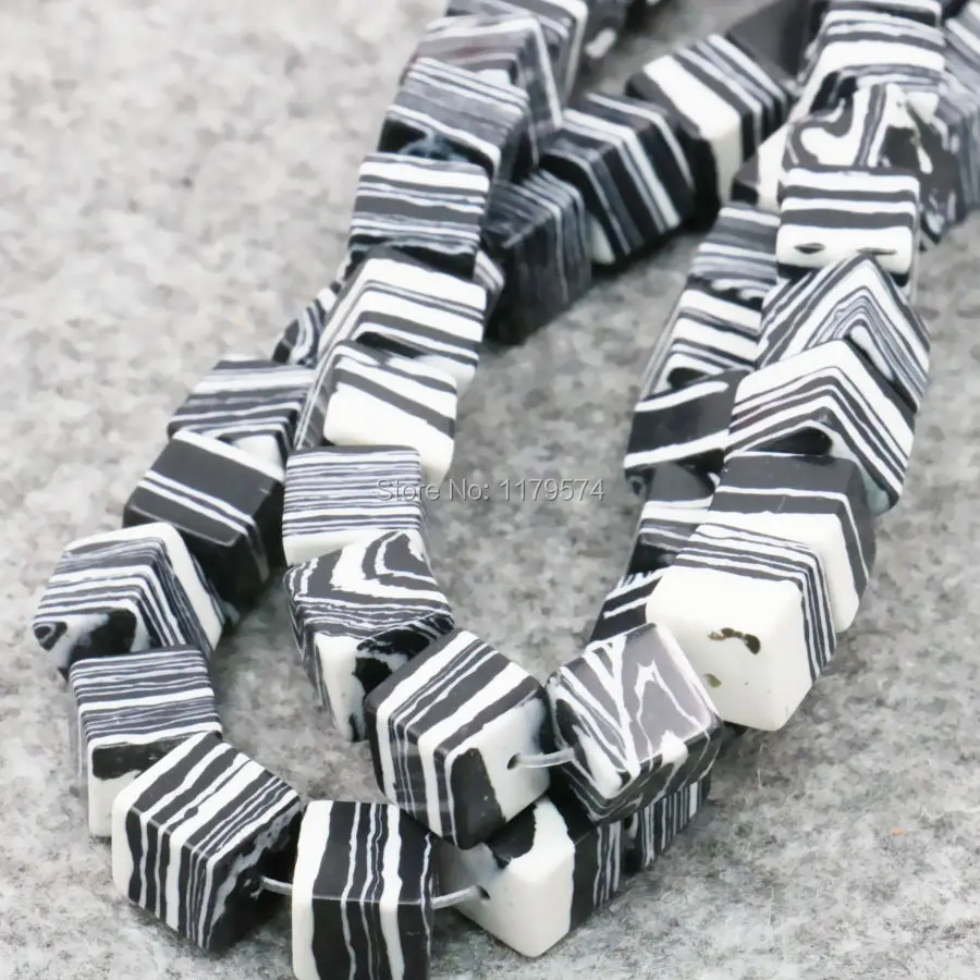 Квадратные бусины Howlite 6 мм 8 в синюю/серую/розовую полоску из индейки