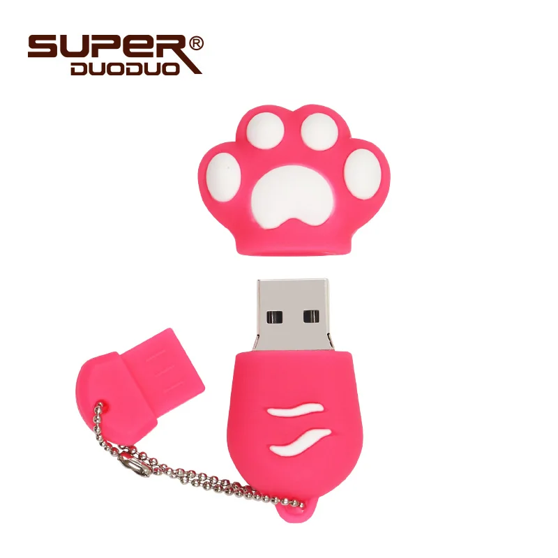 Милые карты памяти с когтями кота из мультфильма, 4 ГБ, 8 ГБ, 16 ГБ, usb флеш-накопитель, 32 ГБ, милые флешки, 64 ГБ, usb флешка с кольцом для ключей