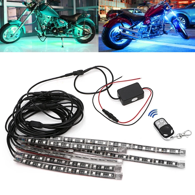 8 шт. украшение для мотоцикла 5050 SMD Гибкая RGB мигающая светодиодный лента с пультом