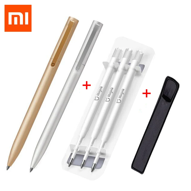 Оригинальная ручка-знак Xiaomi Mijia, металлическая ручка 0,5 мм, ручка-знак PREMEC, гладкая швейцарская сменная ручка MiKuni, японская чернильная черная ручка, чехол - Цвет: 2pen  3ink  1cover