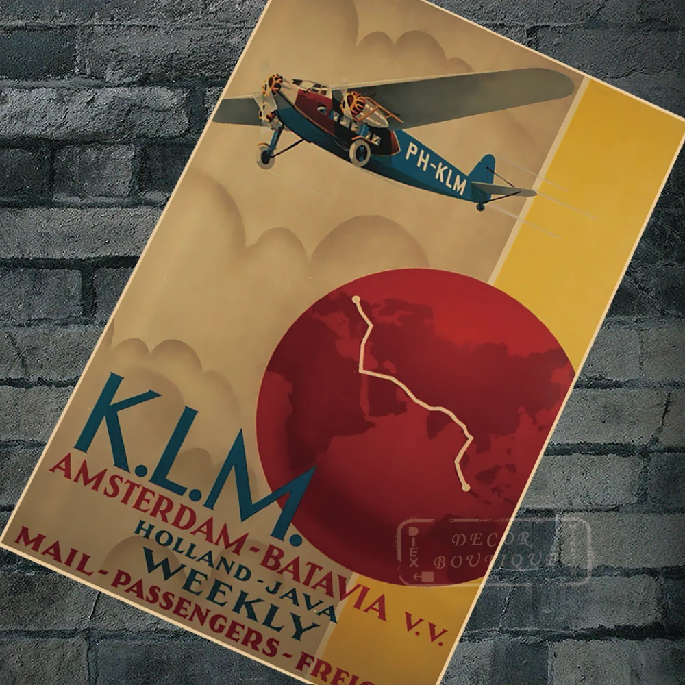 Нидерланды K.L.M. Классические настенные стикеры Royal Holland Airline с Java Картина на холсте