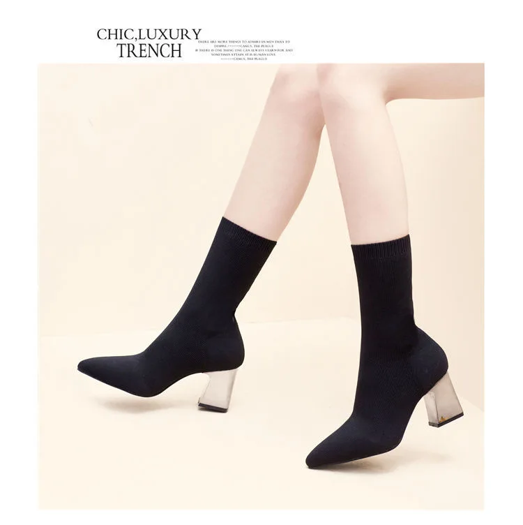 Обувь Bootee/ г.; женские сапоги; чулки; носки со шнуровкой; ботильоны черного цвета с острым носком; весенние ботинки на высоком каблуке из микрофибры на шнуровке в римском стиле