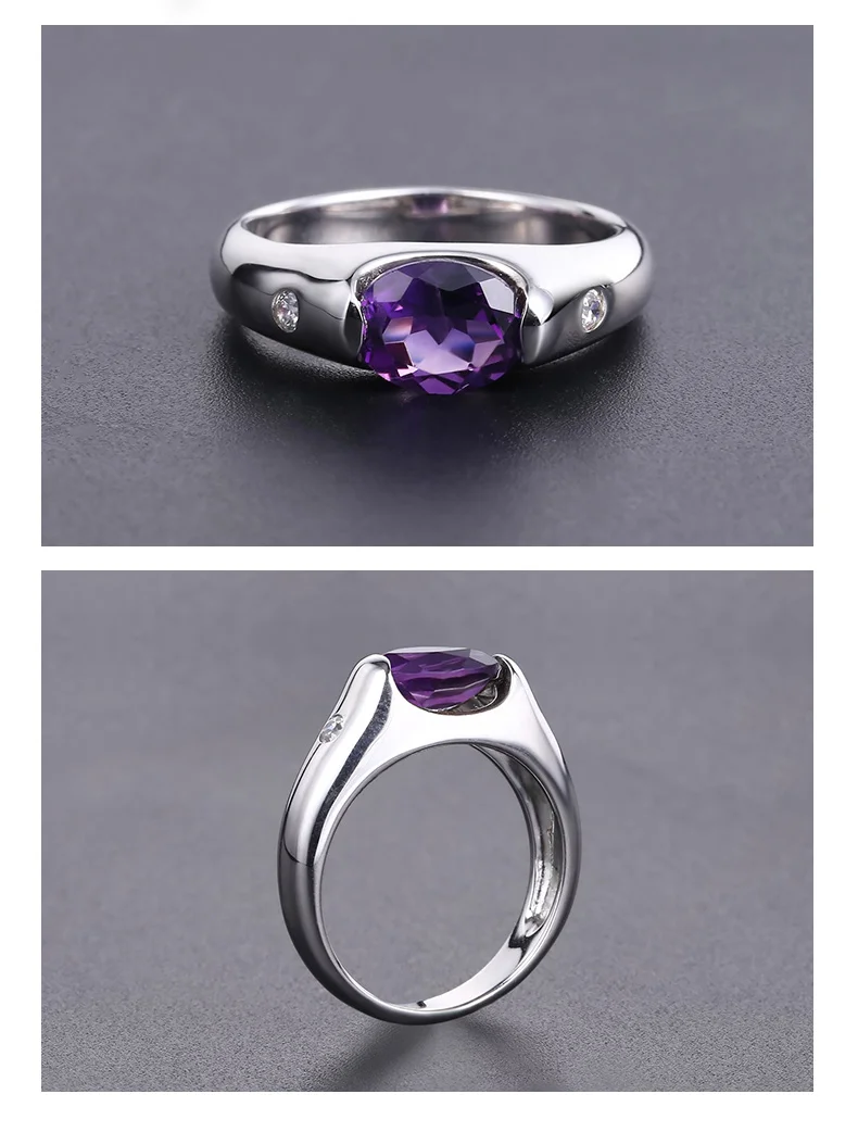 GEM'S BALLET 1.79Ct цельное натуральное овальное аметистовое Винтажное кольцо 925 пробы Серебряное кольцо с драгоценным камнем для женщин Свадебное ювелирное изделие