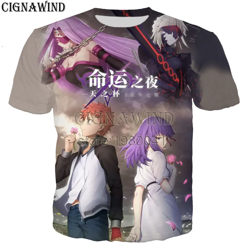 Новое поступление популярная аниме Fate Stay Night футболка для мужчин и женщин с 3D