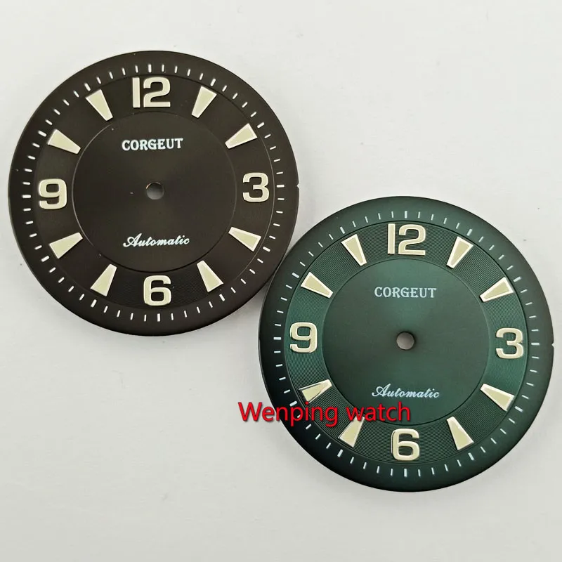 Corgeut 33 5 мм черный зеленый циферблат светящиеся часы fit ETA2836 MIYOTA 8215 821A