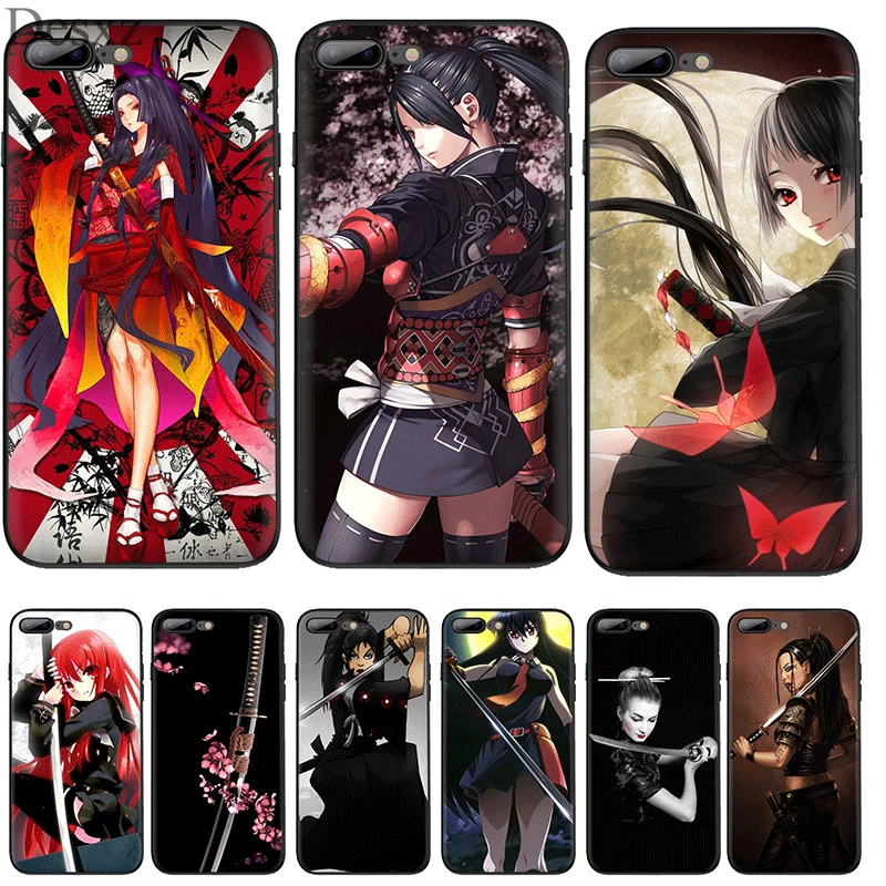 Силиконовый ТПУ чехол для телефона Japan Samurai Girl iPhone 11 Pro X XS Max XR 6 6s 7 8 Plus 5 5s SE защитный