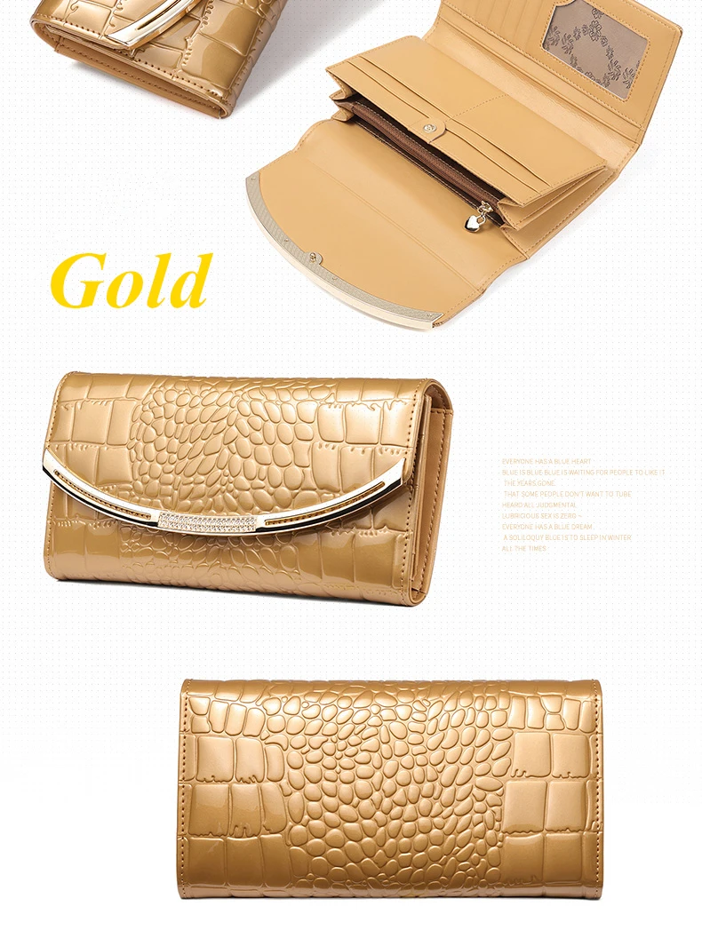 Qiwang Fashion Luxury Purses And Handbags For Women Wallets Cow Split Leather Long Purses Female Wallets Clutch Bag Crocodile